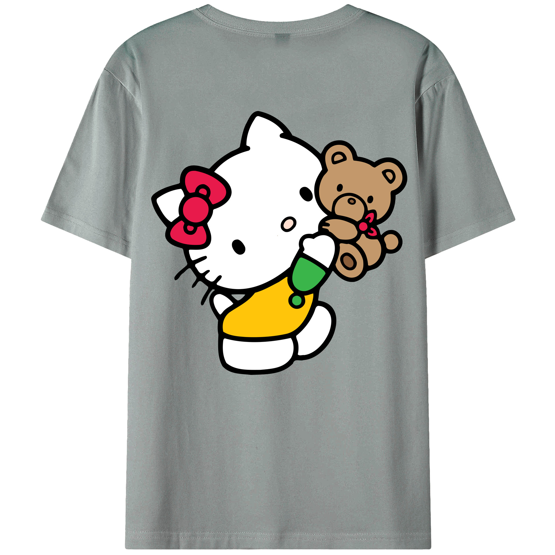 （画像用） Hello Kitty ハローキティ 綿100％ メンズ半袖Tシャツ（バックプリント） 通気性